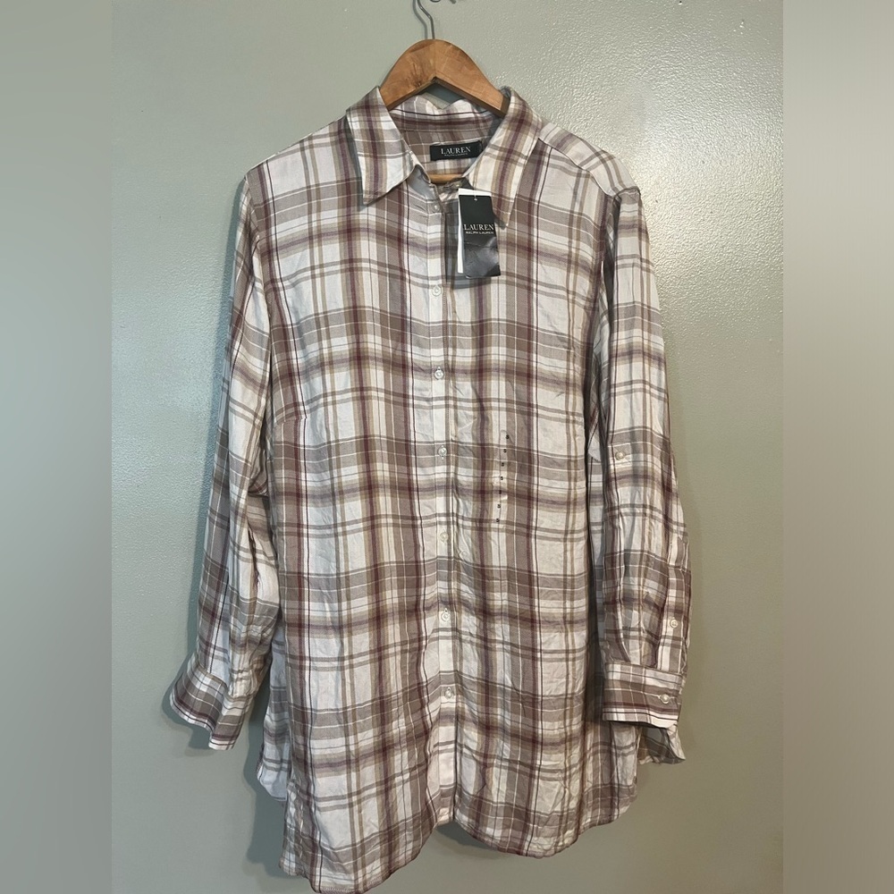 Lauren Ralph Lauren Womens Black Label Viscose Button Up Relaxed Tunic SP NWT